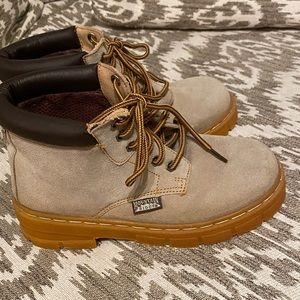 Mountain Ridge Brown Hiking Work Boots - Size 5 - Thick Sole - Tan - Laces